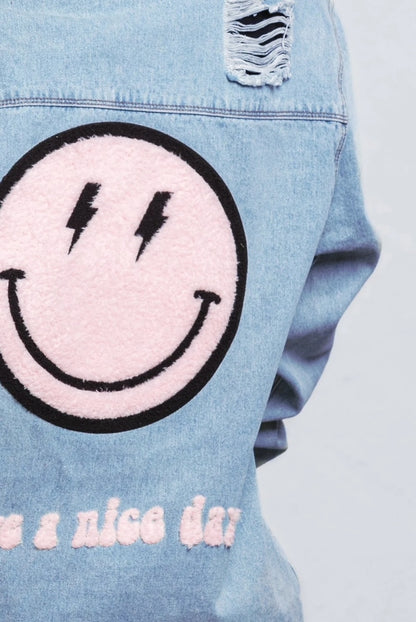 "Good Day" Distressed Denim Jacket (UNISEX)